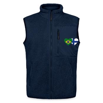 Brazil Finland Flag Heart - Unisex Sherpa Gilet by Stanley/Stella - navy - Front - AI Model Female 172 light (172cm) & AI Model Male 178 light (178cm)