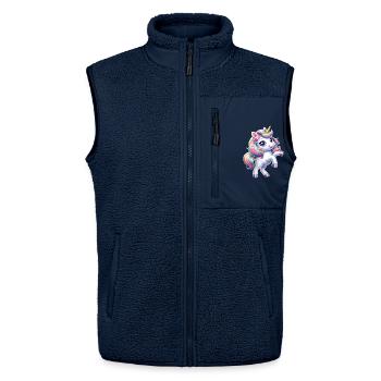 Kleines Einhorn - Unisex Sherpaweste von Stanley/Stella - Navy - Vorne - AI Model Female 172 light (172cm) & AI Model Male 178 light (178cm)