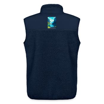 The Fjords Norway Vintage Travel Poster Souvenir - Unisex Sherpa Gilet by Stanley/Stella - navy - Back - AI Model Male 178 light (178cm)