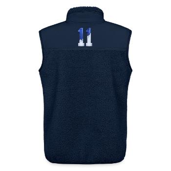 NO. 11 NUMBER 11 BLUE WHITE 11TH BIRTHDAY - Unisex Sherpa Gilet by Stanley/Stella - navy - Back - AI Model Male 178 light (178cm)