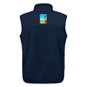 Cannes France Vintage Travel Poster WPA Souvenir - Unisex Sherpa Gilet by Stanley/Stella - navy - Back - AI Model Male 178 light (178cm)