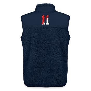 NO. 11 NUMBER 11 RED WHITE 11TH BIRTHDAY - Unisex Sherpa Gilet by Stanley/Stella - navy - Back - AI Model Male 178 light (178cm)