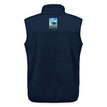 St Michaels Mount Cornwall Vintage Reiseposter - Unisex Sherpaweste von Stanley/Stella - Navy - Hinten - AI Model Male 178 light (178cm)