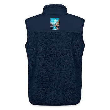 Dordrecht Niederlande Vintage Reiseposter WPA - Unisex Sherpaweste von Stanley/Stella - Navy - Hinten - AI Model Male 178 light (178cm)
