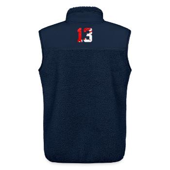 NO. 13 NUMBER 13 RED WHITE 13TH BIRTHDAY - Unisex Sherpa Gilet by Stanley/Stella - navy - Back - AI Model Male 178 light (178cm)