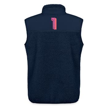 1. 1 JAHR. 1. JAHRESTAG. 1 JAHR GEBURTSTAG - Unisex Sherpaweste von Stanley/Stella - Navy - Hinten - AI Model Male 178 light (178cm)