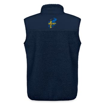 SVERIGE MOOSE DRAPEAU SUÉDOIS - Veste sans manches sherpa unisexe Stanley/Stella - marine - Dos - AI Model Male 178 light (178cm)