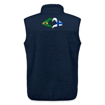 Brazil Finland Flag Hands Heart Shape Used - Unisex Sherpa Gilet by Stanley/Stella - navy - Back - AI Model Male 178 light (178cm)