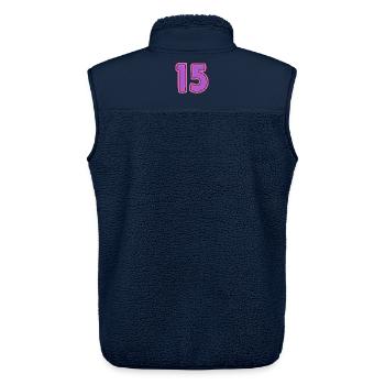 15. 15 JAHRE. 15-JÄHRIGES JUBILÄUM. 15-JÄHRIGES JUBILÄUM. - Unisex Sherpaweste von Stanley/Stella - Navy - Hinten - AI Model Male 178 light (178cm)
