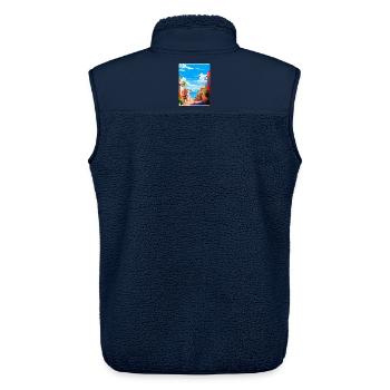 Palma Nova Spanien Vintage Reiseplakat Souvenir - Unisex Sherpaweste von Stanley/Stella - Navy - Hinten - AI Model Male 178 light (178cm)
