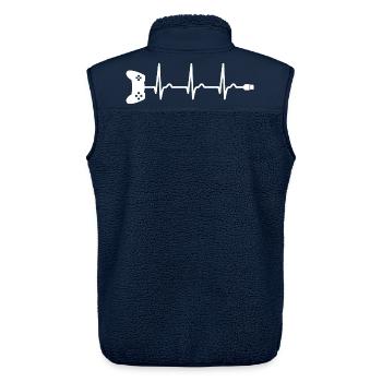 EKG - Herzkurve - Puls - Gamer - Controller - Unisex Sherpaweste von Stanley/Stella - Navy - Hinten - AI Model Male 178 light (178cm)