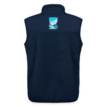 Val D Isère France Affiche de voyage vintage souvenir - Veste sans manches sherpa unisexe Stanley/Stella - marine - Dos - AI Model Male 178 light (178cm)