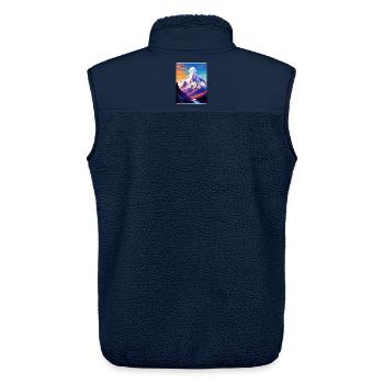 Mont Blanc Mountain Europe Vintage Travel Poster - Unisex Sherpa Gilet by Stanley/Stella - navy - Back - AI Model Male 178 light (178cm)