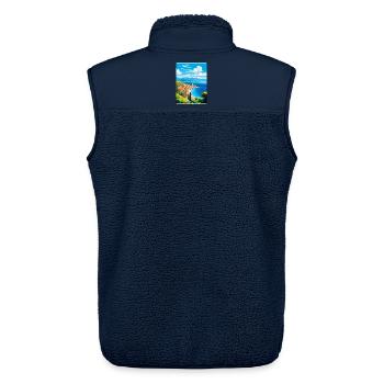 Budva Montenegro Vintage Reiseplakat Souvenir - Unisex Sherpaweste von Stanley/Stella - Navy - Hinten - AI Model Male 178 light (178cm)