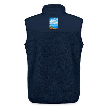 Lac de Bracciano Italie Affiche de voyage vintage WPA Art - Veste sans manches sherpa unisexe Stanley/Stella - marine - Dos - AI Model Male 178 light (178cm)
