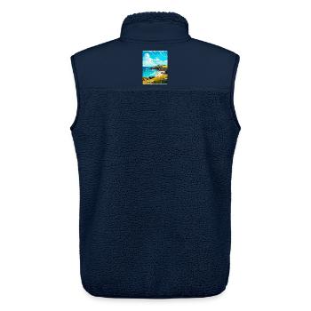 Cornwall England Uk Vintage Reiseplakat Souvenir - Unisex Sherpaweste von Stanley/Stella - Navy - Hinten - AI Model Male 178 light (178cm)