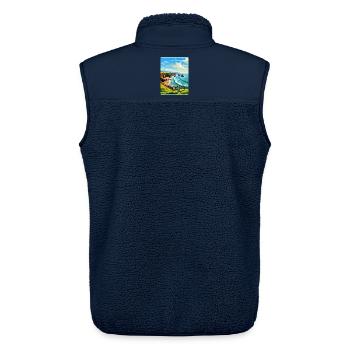 Hartland Quay Devon Vintage Travel Poster Souvenir - Unisex Sherpa Gilet by Stanley/Stella - navy - Back - AI Model Male 178 light (178cm)