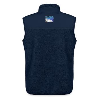 Santorin Bleu et Mer Azur - Veste sans manches sherpa unisexe Stanley/Stella - marine - Dos - AI Model Male 178 light (178cm)