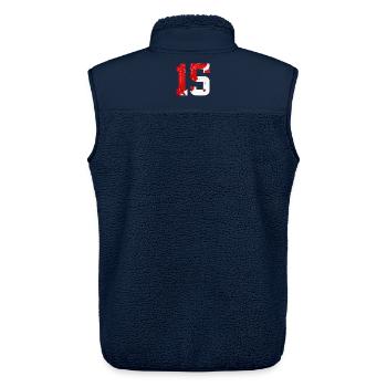 NO. 15 NUMBER 15 RED WHITE 15TH BIRTHDAY - Unisex Sherpa Gilet by Stanley/Stella - navy - Back - AI Model Male 178 light (178cm)