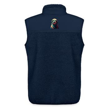 Robbe Cartoon Figur Buntes Haustier Tier - Unisex Sherpaweste von Stanley/Stella - Navy - Hinten - AI Model Male 178 light (178cm)