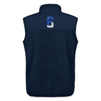 NO. 6 NUMBER 6 BLUE WHITE 6TH BIRTHDAY - Unisex Sherpa Gilet by Stanley/Stella - navy - Back - AI Model Male 178 light (178cm)