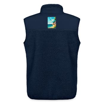 Rügen Deutschland Vintage Reiseplakat WPA Art - Unisex Sherpaweste von Stanley/Stella - Navy - Hinten - AI Model Male 178 light (178cm)