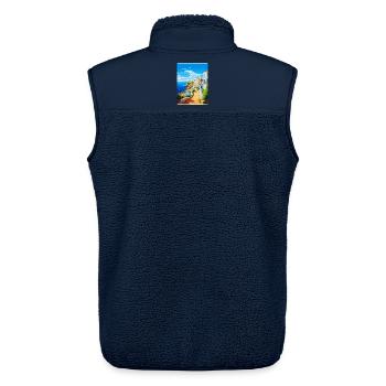 Albufeira Portugal Vintage Reiseplakat Souvenir - Unisex Sherpaweste von Stanley/Stella - Navy - Hinten - AI Model Male 178 light (178cm)