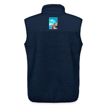 Weymouth England Uk Vintage Reiseposter Souvenir - Unisex Sherpaweste von Stanley/Stella - Navy - Hinten - AI Model Male 178 light (178cm)