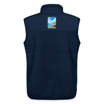 Bude Cornwall, England, Vereinigtes Königreich, Reiseposter, Souvenir - Unisex Sherpaweste von Stanley/Stella - Navy - Hinten - AI Model Male 178 light (178cm)