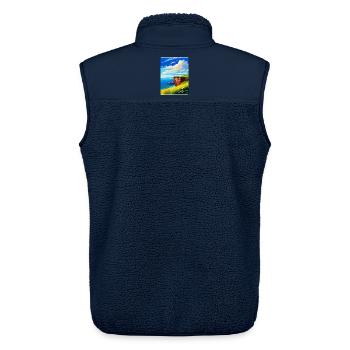 Berry Head Devon Vintage Travel Poster Souvenir - Unisex Sherpa Gilet by Stanley/Stella - navy - Back - AI Model Male 178 light (178cm)