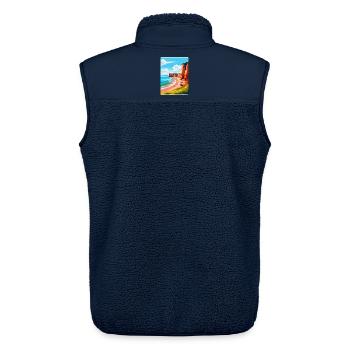 Torquay Cliffs England Uk Vintage Reiseposter - Unisex Sherpaweste von Stanley/Stella - Navy - Hinten - AI Model Male 178 light (178cm)