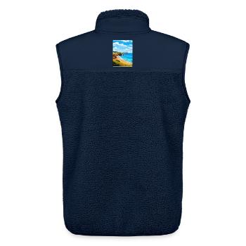 St Brelades Bay Jersey Vintage Reiseposter WPA - Unisex Sherpaweste von Stanley/Stella - Navy - Hinten - AI Model Male 178 light (178cm)