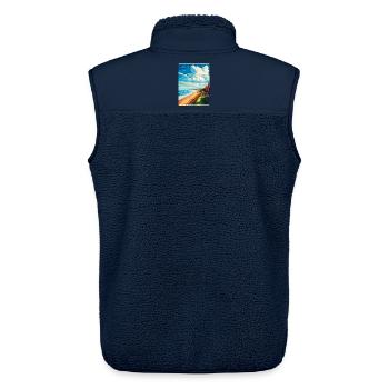 Saltburn By The Sea Angleterre Royaume-Uni Affiche de voyage WPA - Veste sans manches sherpa unisexe Stanley/Stella - marine - Dos - AI Model Male 178 light (178cm)
