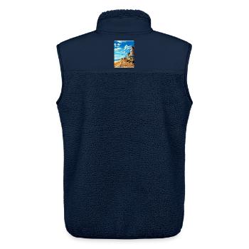 Herne Bay Angleterre Royaume-Uni Affiche de voyage vintage WPA Art - Veste sans manches sherpa unisexe Stanley/Stella - marine - Dos - AI Model Male 178 light (178cm)