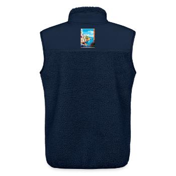 Rhodes Greece Vintage Travel Poster WPA Souvenir - Unisex Sherpa Gilet by Stanley/Stella - navy - Back - AI Model Male 178 light (178cm)