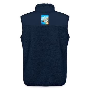 Karpathos Grèce Affiche de voyage vintage souvenir - Veste sans manches sherpa unisexe Stanley/Stella - marine - Dos - AI Model Male 178 light (178cm)