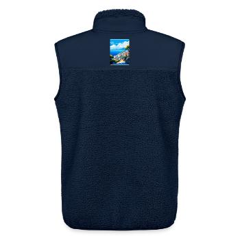 Hydra Greece Vintage Travel Poster WPA Souvenir - Unisex Sherpa Gilet by Stanley/Stella - navy - Back - AI Model Male 178 light (178cm)