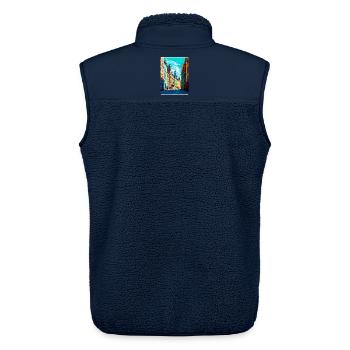 Pilsen Tschechische Republik Vintage Reiseplakat WPA - Unisex Sherpaweste von Stanley/Stella - Navy - Hinten - AI Model Male 178 light (178cm)