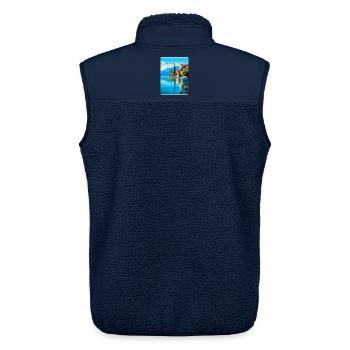 Lake Garda Italy Vintage Travel Poster Souvenir - Unisex Sherpa Gilet by Stanley/Stella - navy - Back - AI Model Male 178 light (178cm)