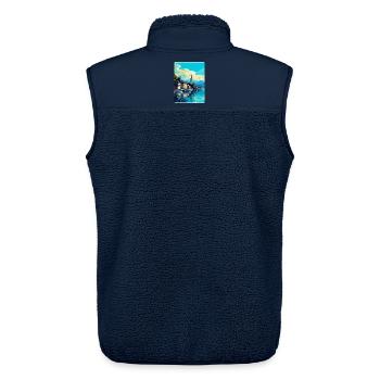 Bregenz Autriche Affiche de voyage vintage souvenir WPA - Veste sans manches sherpa unisexe Stanley/Stella - marine - Dos - AI Model Male 178 light (178cm)