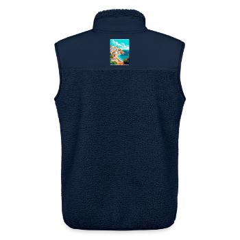 Ibiza Espagne Affiche de voyage vintage WPA Art Souvenir - Veste sans manches sherpa unisexe Stanley/Stella - marine - Dos - AI Model Male 178 light (178cm)