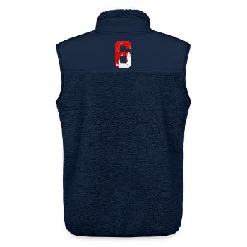 NO. 6 NUMBER 6 RED WHITE 6TH BIRTHDAY - Unisex Sherpa Gilet by Stanley/Stella - navy - Back - AI Model Male 178 light (178cm)