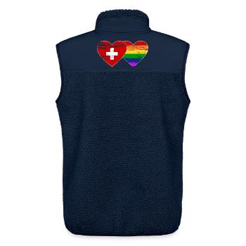 Schweiz Regenbogen Flagge used - Unisex Sherpaweste von Stanley/Stella - Navy - Hinten - AI Model Male 178 light (178cm)
