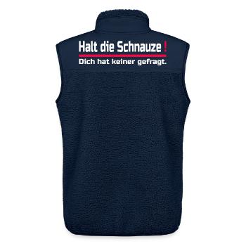 Halt die Schnauze Dich hat keiner gefragt - Unisex Sherpaweste von Stanley/Stella - Navy - Hinten - AI Model Male 178 light (178cm)