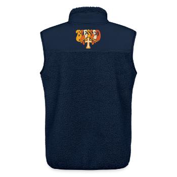 Blessed Kreuz Psychedelisch - Unisex Sherpaweste von Stanley/Stella - Navy - Hinten - AI Model Male 178 light (178cm)