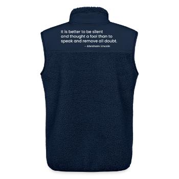 Abraham Lincolns Zitat über stille Weisheit - Unisex Sherpaweste von Stanley/Stella - Navy - Hinten - AI Model Male 178 light (178cm)