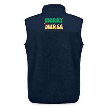 Frohe Nurse Weihnachtspullover Retro Nurse Geschenk - Unisex Sherpaweste von Stanley/Stella - Navy - Hinten - AI Model Male 178 light (178cm)