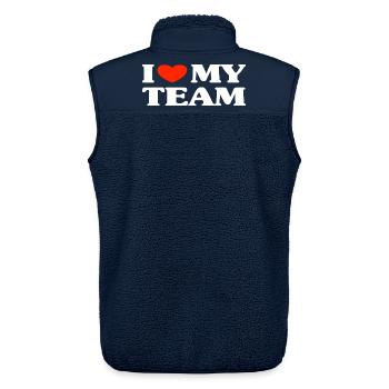 Team Teamwork Spruch - Unisex Sherpaweste von Stanley/Stella - Navy - Hinten - AI Model Male 178 light (178cm)
