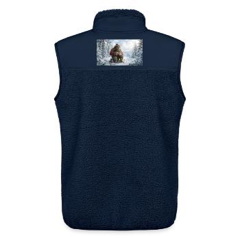 Winter Yeti am Feuer im Schneeland - Unisex Sherpaweste von Stanley/Stella - Navy - Hinten - AI Model Male 178 light (178cm)