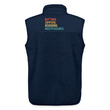 Knöpfe Reißverschlüsse Schere Unabhängigkeit OT - Unisex Sherpaweste von Stanley/Stella - Navy - Hinten - AI Model Male 178 light (178cm)